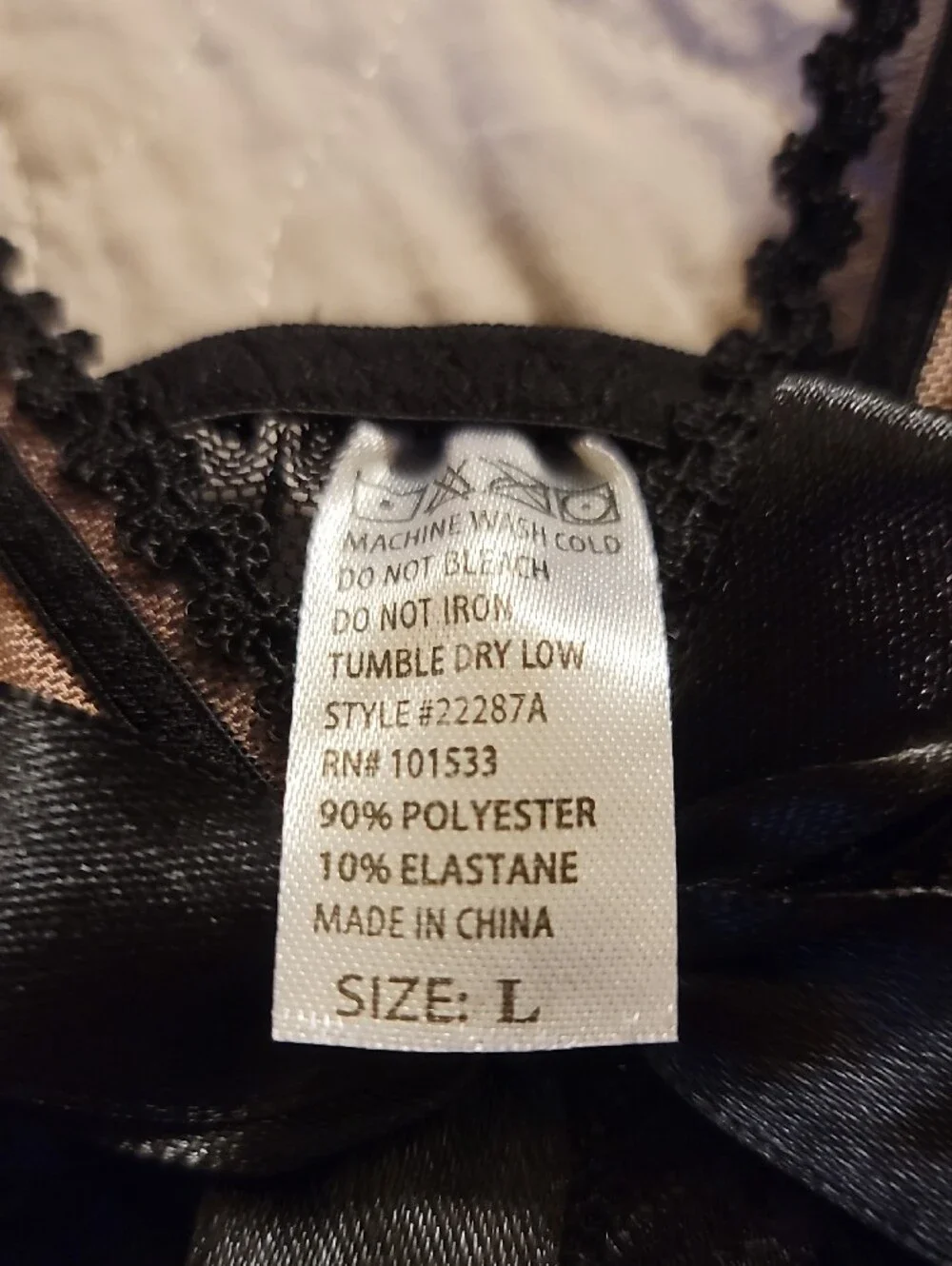 Daisy Fuentes Black Sheer Mesh Lace Trim Babydoll Lingerie - Size L